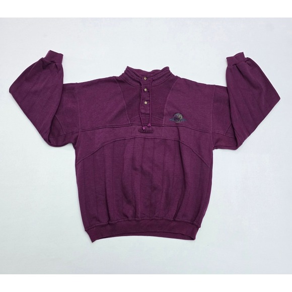 Todays News Other - Vintage Todays News Purple Mock Neck Button Pullover Sweatshirt Mens Large